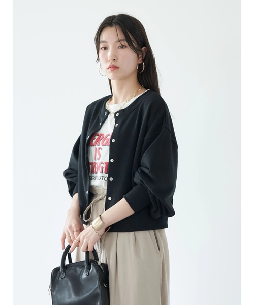 earth music&ecology（アースミュージックアンドエコロジー）の「前後2wayリングスナップカーディガン cardigan（カーディガン/ボレロ・レディース・レッド/ブラック/ブルー/ライトベージュ/グリーン・FREE）」の7枚目の写真