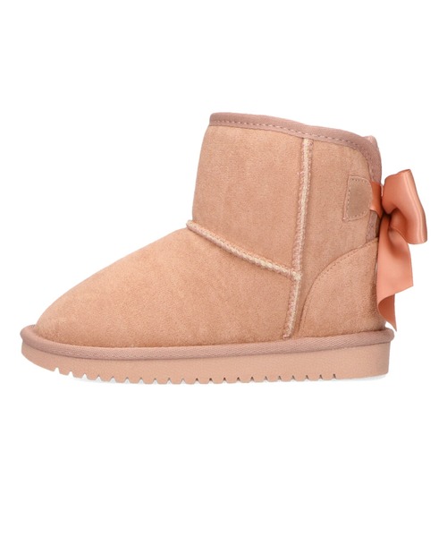 ORiental TRaffic（オリエンタルトラフィック）の「バックリボンムートンブーツK-242（ブーツ・キッズ・ブラック/ベージュ/ピンク・15.0cm/16.0cm/17.0cm/18.0cm/19.0cm/20.0cm）」の4枚目の写真