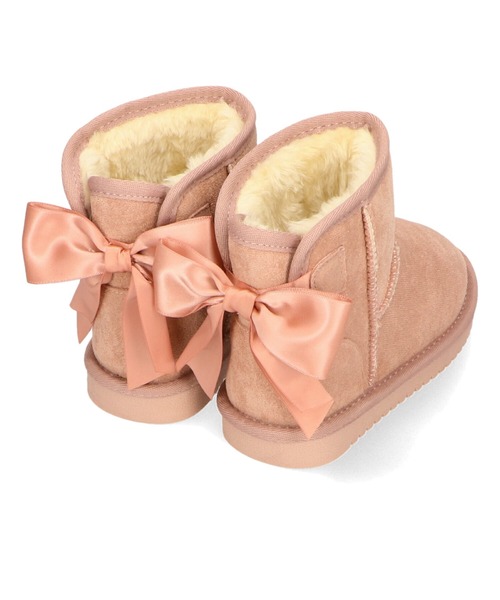 ORiental TRaffic（オリエンタルトラフィック）の「バックリボンムートンブーツK-242（ブーツ・キッズ・ブラック/ベージュ/ピンク・15.0cm/16.0cm/17.0cm/18.0cm/19.0cm/20.0cm）」の6枚目の写真