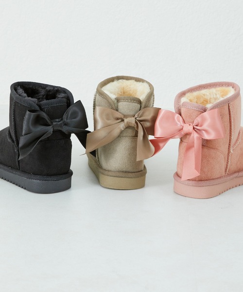 ORiental TRaffic（オリエンタルトラフィック）の「バックリボンムートンブーツK-242（ブーツ・キッズ・ブラック/ベージュ/ピンク・15.0cm/16.0cm/17.0cm/18.0cm/19.0cm/20.0cm）」の9枚目の写真