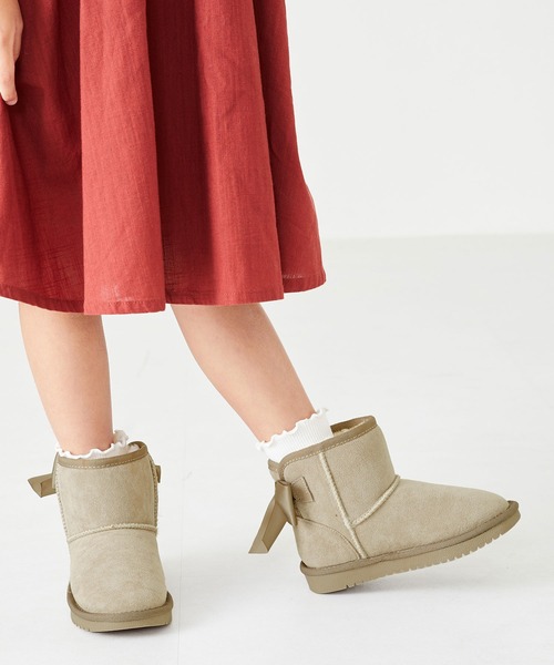 ORiental TRaffic（オリエンタルトラフィック）の「バックリボンムートンブーツK-242（ブーツ・キッズ・ブラック/ベージュ/ピンク・15.0cm/16.0cm/17.0cm/18.0cm/19.0cm/20.0cm）」の14枚目の写真