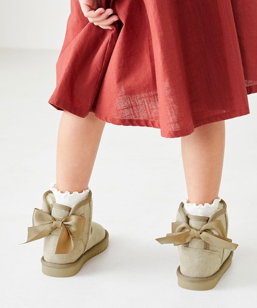 ORiental TRaffic（オリエンタルトラフィック）の「バックリボンムートンブーツK-242（ブーツ・キッズ・ブラック/ベージュ/ピンク・15.0cm/16.0cm/17.0cm/18.0cm/19.0cm/20.0cm）」の15枚目の写真