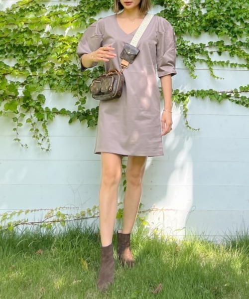 Vicente（ヴィセンテ）の「Volume sleeve mini op（ワンピース・レディース・ブラウン/ブラック・FREE）」の5枚目の写真