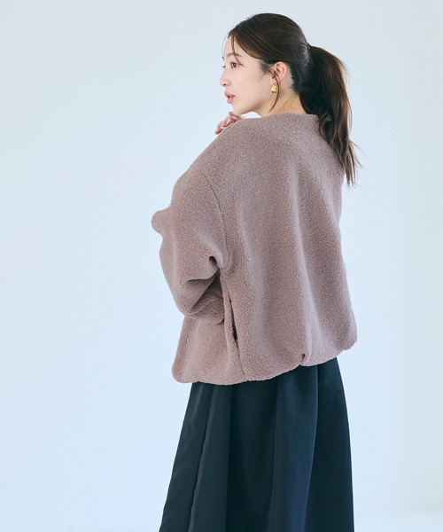 coca（coca）（コカ）の「＼新色登場／ノーカラーボアブルゾン（ブルゾン・レディース・グレー/ベージュ/ライトベージュ/ブラウン/アイボリー/ピンク/チャコール・M/L/S/XL）」の17枚目の写真