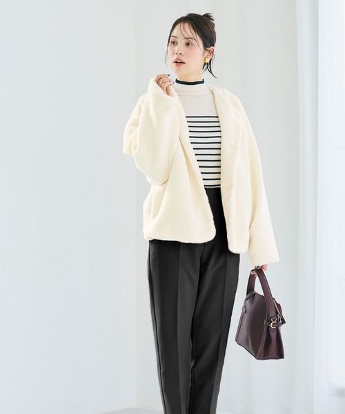 coca（coca）（コカ）の「＼新色登場／ノーカラーボアブルゾン（ブルゾン・レディース・グレー/ベージュ/ライトベージュ/ブラウン/アイボリー/ピンク/チャコール・M/L/S/XL）」の21枚目の写真