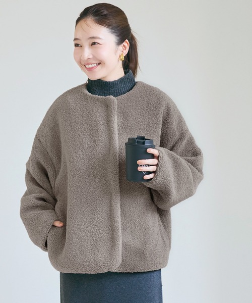 セール】＼新色登場／ノーカラーボアブルゾン（ブルゾン）｜coca（coca