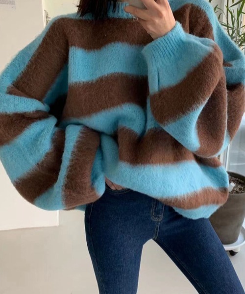 『.KOM/ドットケーオーエム』オーバーサイズボーダーニット【Y】【CN】（ニット/セーター）｜.KOM（ドットコム）