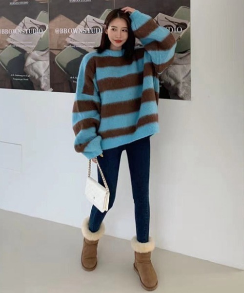 『.KOM/ドットケーオーエム』オーバーサイズボーダーニット【Y】【CN】（ニット/セーター）｜.KOM（ドットコム）