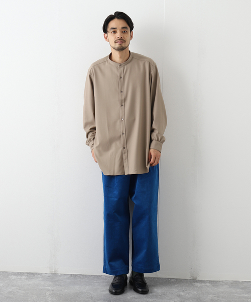 EDIFICE LA BOUCLE(エディフィスラブークル)の「【LA BOUCLE / ラブークル】スタンドカラーシャツ MILLED W/Pe/Ry(シャツ/ブラウス・メンズ・ライトイエロー/ブラック/グリーン/ベージュ系その他・1/2/3)」の5枚目の写真