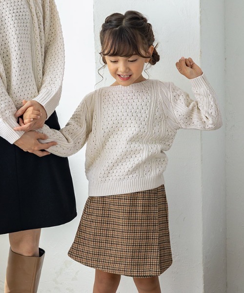 lulpini（ルルピー二）の「[lulpini] クルーネックケーブルニット（ニット/セーター・キッズ・アイボリー/イエロー・S/M/L）」の2枚目の写真