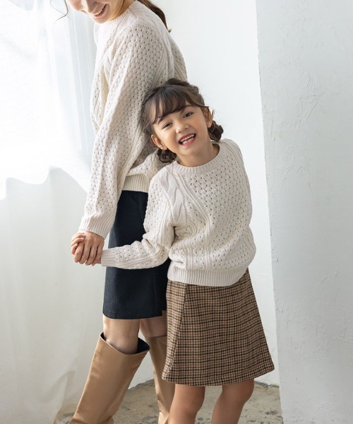 lulpini（ルルピー二）の「[lulpini] クルーネックケーブルニット（ニット/セーター・キッズ・アイボリー/イエロー・S/M/L）」の8枚目の写真