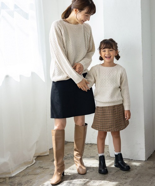 lulpini（ルルピー二）の「[lulpini] クルーネックケーブルニット（ニット/セーター・キッズ・アイボリー/イエロー・S/M/L）」の9枚目の写真