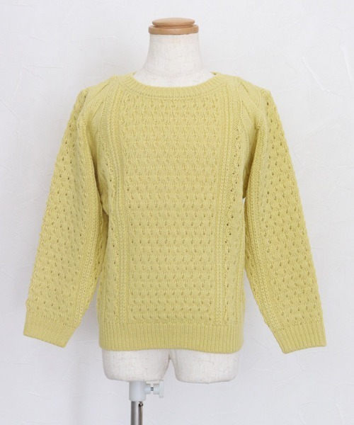 lulpini（ルルピー二）の「[lulpini] クルーネックケーブルニット（ニット/セーター・キッズ・アイボリー/イエロー・S/M/L）」の11枚目の写真