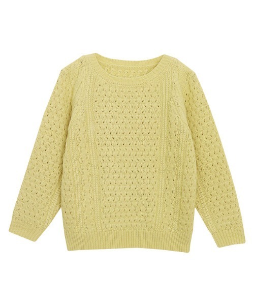 lulpini（ルルピー二）の「[lulpini] クルーネックケーブルニット（ニット/セーター・キッズ・アイボリー/イエロー・S/M/L）」の16枚目の写真