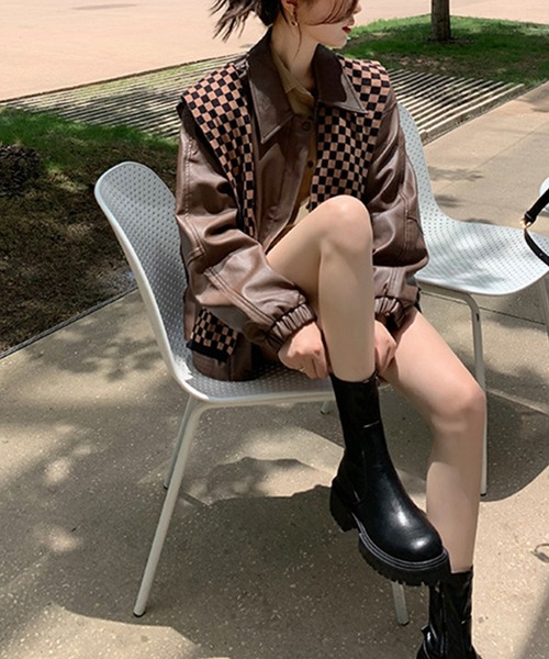 aimoha(アイモハ)の「厚底ソールストレッチショートブーツ(ブーツ・レディース・ブラック/ホワイト/ベージュ・23.5cm/23.0cm/22.5cm/24.0cm/24.5cm/25.0cm)」の2枚目の写真