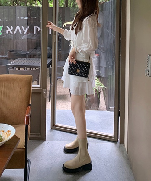 aimoha(アイモハ)の「厚底ソールストレッチショートブーツ(ブーツ・レディース・ブラック/ホワイト/ベージュ・23.5cm/23.0cm/22.5cm/24.0cm/24.5cm/25.0cm)」の11枚目の写真