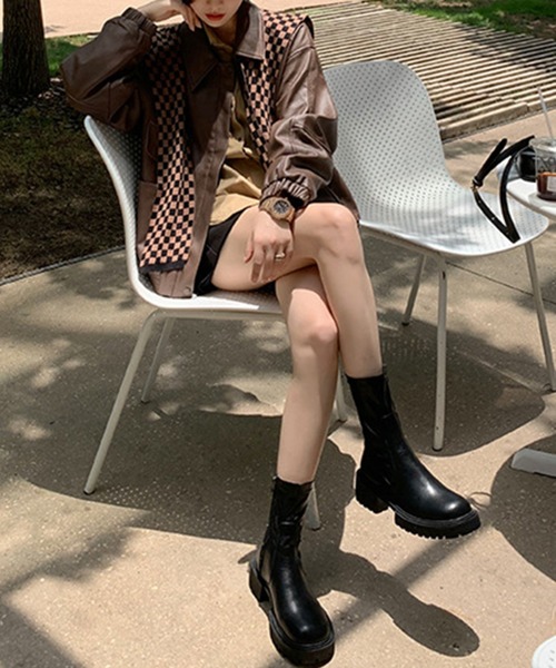 aimoha(アイモハ)の「厚底ソールストレッチショートブーツ(ブーツ・レディース・ブラック/ホワイト/ベージュ・23.5cm/23.0cm/22.5cm/24.0cm/24.5cm/25.0cm)」の18枚目の写真