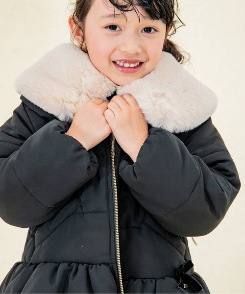ダウンジャケット・コート (W) Spao x Hello Kitty Short Padding Black SNOWMAN/スノーマン】HELLO(ダウンジャケット）-Single Zip