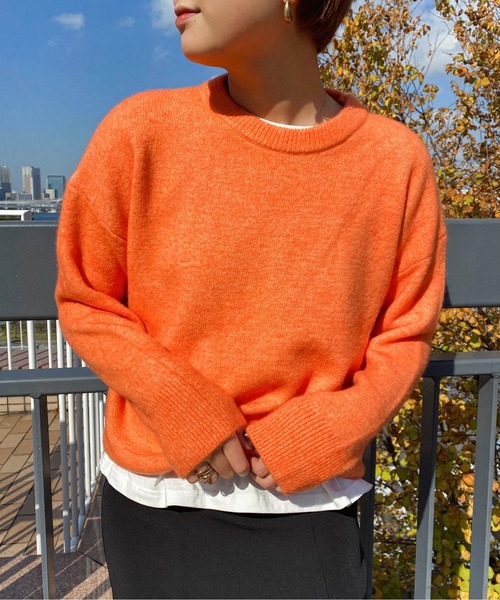 Ambre Ciel(アンブルシエル)の「もちもちシャーベットニット/【WEB/EC限定商品】(ニット/セーター・レディース・オレンジ/ピンク・FREE)」の3枚目の写真