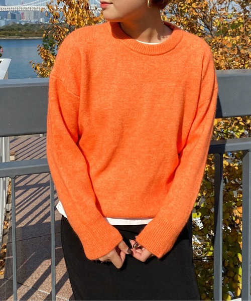 Ambre Ciel(アンブルシエル)の「もちもちシャーベットニット/【WEB/EC限定商品】(ニット/セーター・レディース・オレンジ/ピンク・FREE)」の7枚目の写真