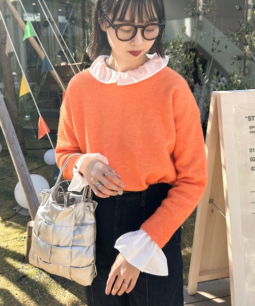 Ambre Ciel(アンブルシエル)の「もちもちシャーベットニット/【WEB/EC限定商品】(ニット/セーター・レディース・オレンジ/ピンク・FREE)」の12枚目の写真