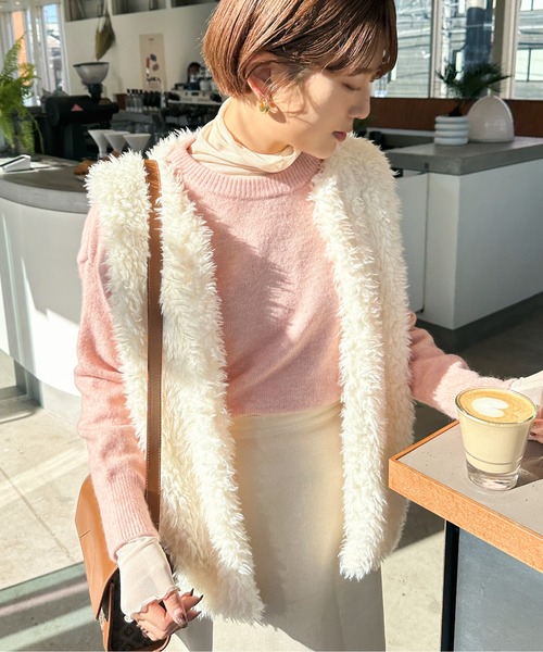 Ambre Ciel(アンブルシエル)の「もちもちシャーベットニット/【WEB/EC限定商品】(ニット/セーター・レディース・オレンジ/ピンク・FREE)」の9枚目の写真