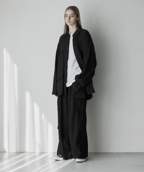 ジャケット・アウター remer loose military coat remer（リメール）の「loose military flap shirt jacket