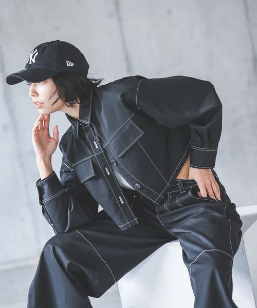 PAGEBOY(ページボーイ)の「ステッチワークショートジャケシャツ(シャツ/ブラウス・レディース・オフホワイト/ブラック/カーキ・FREE)」の10枚目の写真