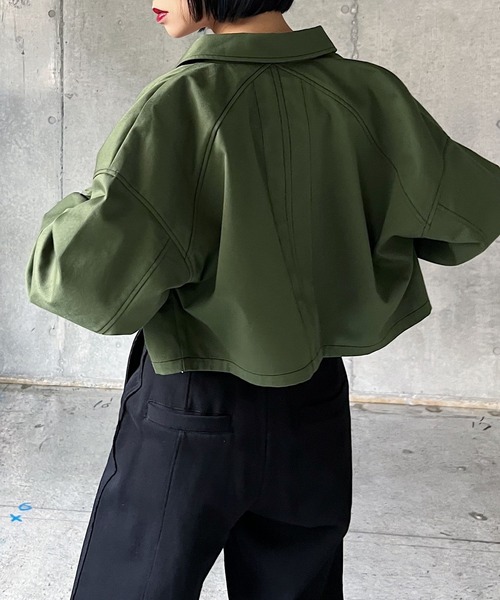 PAGEBOY(ページボーイ)の「ステッチワークショートジャケシャツ(シャツ/ブラウス・レディース・オフホワイト/ブラック/カーキ・FREE)」の15枚目の写真