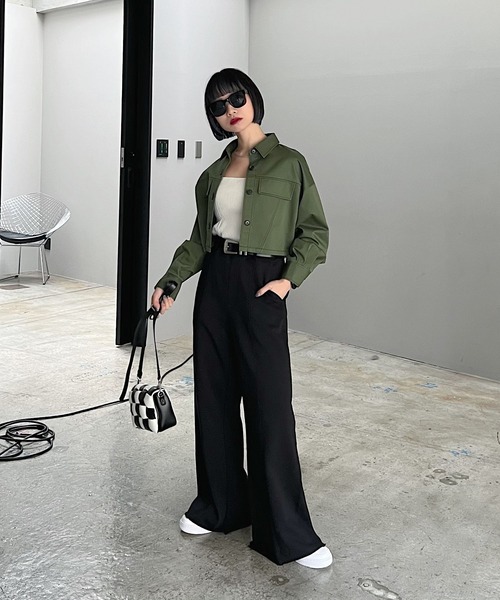 PAGEBOY(ページボーイ)の「ステッチワークショートジャケシャツ(シャツ/ブラウス・レディース・オフホワイト/ブラック/カーキ・FREE)」の16枚目の写真