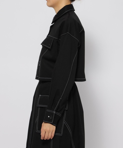 PAGEBOY(ページボーイ)の「ステッチワークショートジャケシャツ(シャツ/ブラウス・レディース・オフホワイト/ブラック/カーキ・FREE)」の19枚目の写真