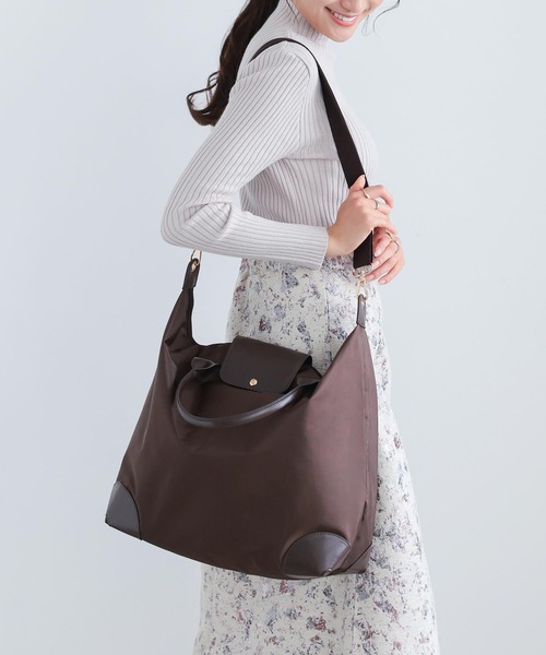 KOBE LETTUCE(コウベレタス)の「撥水加工&折り畳めるのが嬉しい!配色ビッグショルダートラベルボストンバッグ(ボストンバッグ・レディース・ブラウン/ベージュ/ブラック・FREE)」の16枚目の写真