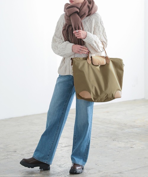 KOBE LETTUCE(コウベレタス)の「撥水加工&折り畳めるのが嬉しい!配色ビッグショルダートラベルボストンバッグ(ボストンバッグ・レディース・ブラウン/ベージュ/ブラック・FREE)」の13枚目の写真