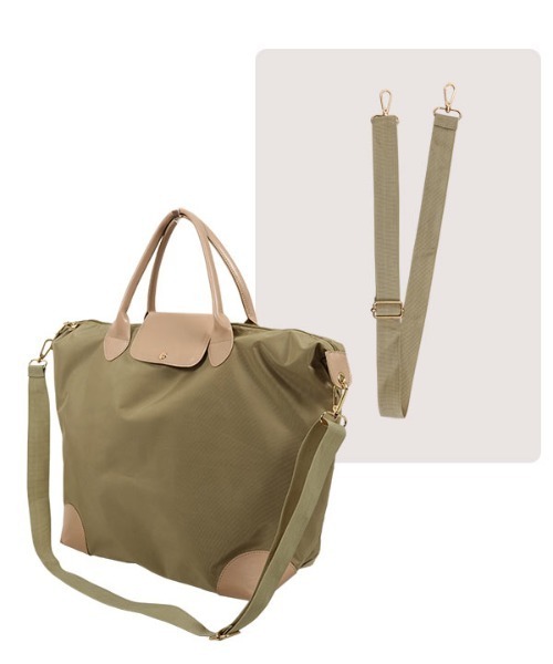 KOBE LETTUCE(コウベレタス)の「撥水加工&折り畳めるのが嬉しい!配色ビッグショルダートラベルボストンバッグ(ボストンバッグ・レディース・ブラウン/ベージュ/ブラック・FREE)」の22枚目の写真