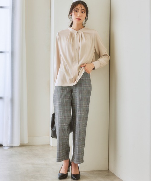 7days Life Styling（セブンデイズライフスタイリング）の「ブラウス見えシルケットポンチタックボタンカットソートップス（Tシャツ/カットソー・レディース・グレイッシュベージュ/オフホワイト/ブルーグリーン・S/L/M/LL）」の7枚目の写真