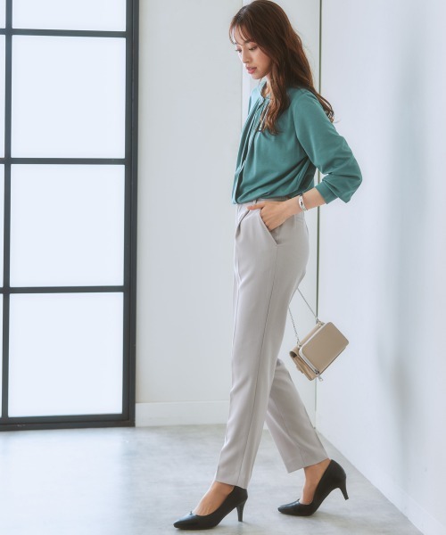 7days Life Styling（セブンデイズライフスタイリング）の「ブラウス見えシルケットポンチタックボタンカットソートップス（Tシャツ/カットソー・レディース・グレイッシュベージュ/オフホワイト/ブルーグリーン・S/L/M/LL）」の15枚目の写真