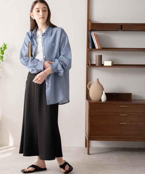 WEGO(ウィゴー)の「WEGO/【セットアップ対応】ロゴ刺繍ポコポコチェックボリュームスリーブシャツ(シャツ/ブラウス・レディース・ブルー系その他2/ブラック系その他2・FREE)」の7枚目の写真