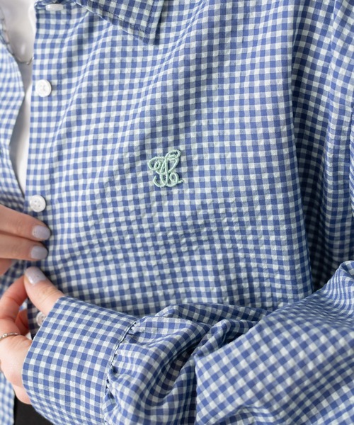 WEGO(ウィゴー)の「WEGO/【セットアップ対応】ロゴ刺繍ポコポコチェックボリュームスリーブシャツ(シャツ/ブラウス・レディース・ブルー系その他2/ブラック系その他2・FREE)」の10枚目の写真