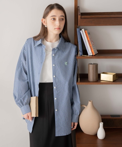 WEGO(ウィゴー)の「WEGO/【セットアップ対応】ロゴ刺繍ポコポコチェックボリュームスリーブシャツ(シャツ/ブラウス・レディース・ブルー系その他2/ブラック系その他2・FREE)」の18枚目の写真