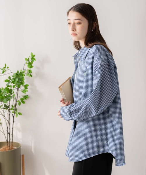 WEGO(ウィゴー)の「WEGO/【セットアップ対応】ロゴ刺繍ポコポコチェックボリュームスリーブシャツ(シャツ/ブラウス・レディース・ブルー系その他2/ブラック系その他2・FREE)」の19枚目の写真