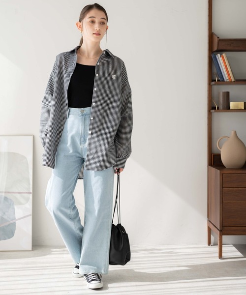 WEGO(ウィゴー)の「WEGO/【セットアップ対応】ロゴ刺繍ポコポコチェックボリュームスリーブシャツ(シャツ/ブラウス・レディース・ブルー系その他2/ブラック系その他2・FREE)」の17枚目の写真