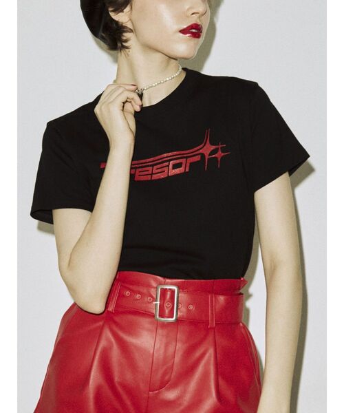 jouetie（ジュエティ）の「アイコンロゴフィットTシャツ（Tシャツ/カットソー・レディース・ブラック/オフホワイト/イエロー・MEDIUM）」の9枚目の写真