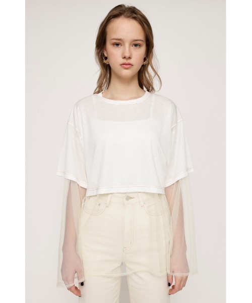 SLY(スライ)の「SHEER BIG T SET シアー ビッグT セットオーバーサイズ セットアップ レイヤード ビッグサイズ シアートップス(Tシャツ/カットソー・レディース・ブラック/ホワイト/グリーン・FREE)」の6枚目の写真