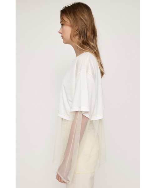 SLY(スライ)の「SHEER BIG T SET シアー ビッグT セットオーバーサイズ セットアップ レイヤード ビッグサイズ シアートップス(Tシャツ/カットソー・レディース・ブラック/ホワイト/グリーン・FREE)」の7枚目の写真