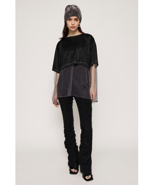 SLY(スライ)の「SHEER BIG T SET シアー ビッグT セットオーバーサイズ セットアップ レイヤード ビッグサイズ シアートップス(Tシャツ/カットソー・レディース・ブラック/ホワイト/グリーン・FREE)」の12枚目の写真