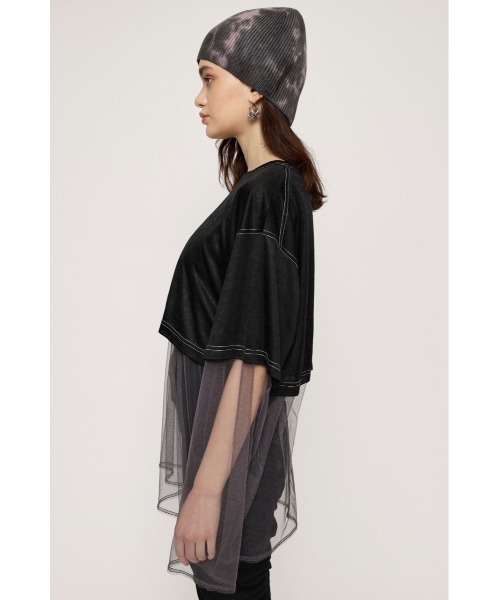 SLY(スライ)の「SHEER BIG T SET シアー ビッグT セットオーバーサイズ セットアップ レイヤード ビッグサイズ シアートップス(Tシャツ/カットソー・レディース・ブラック/ホワイト/グリーン・FREE)」の14枚目の写真
