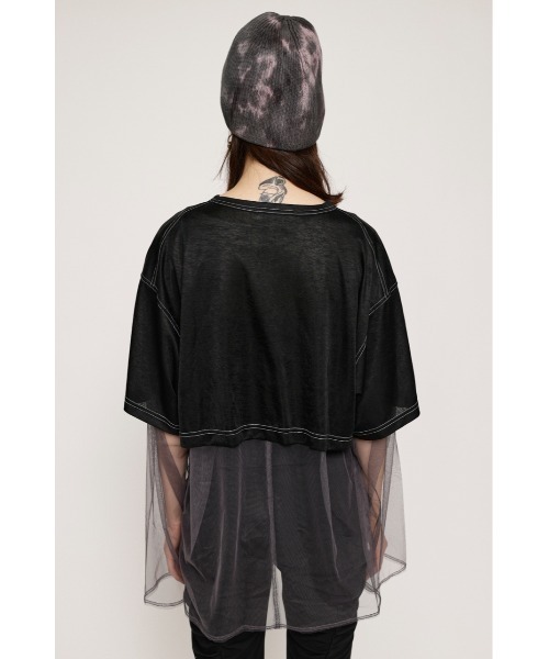 SLY(スライ)の「SHEER BIG T SET シアー ビッグT セットオーバーサイズ セットアップ レイヤード ビッグサイズ シアートップス(Tシャツ/カットソー・レディース・ブラック/ホワイト/グリーン・FREE)」の15枚目の写真