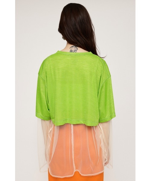 SLY(スライ)の「SHEER BIG T SET シアー ビッグT セットオーバーサイズ セットアップ レイヤード ビッグサイズ シアートップス(Tシャツ/カットソー・レディース・ブラック/ホワイト/グリーン・FREE)」の22枚目の写真