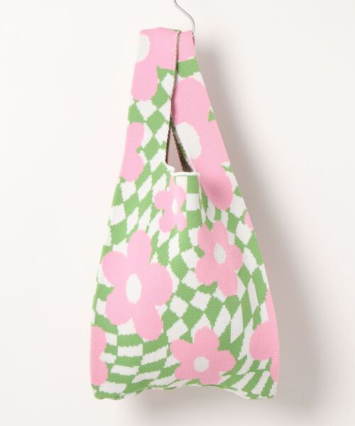 Fun & Daily(ファンアンドデイリー)の「F&D : フラワーニットバッグ(ハンドバッグ・レディース・ブラック/ブルー/グリーン・FREE)」の5枚目の写真