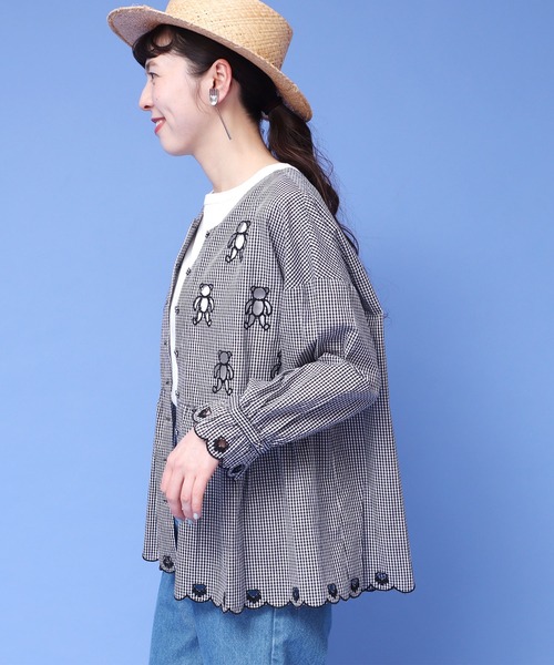 didizizi（ディディジジ）の「BEARカットワーク　ブラウス（シャツ/ブラウス・レディース・ホワイト/その他/ブラック・FREE）」の14枚目の写真